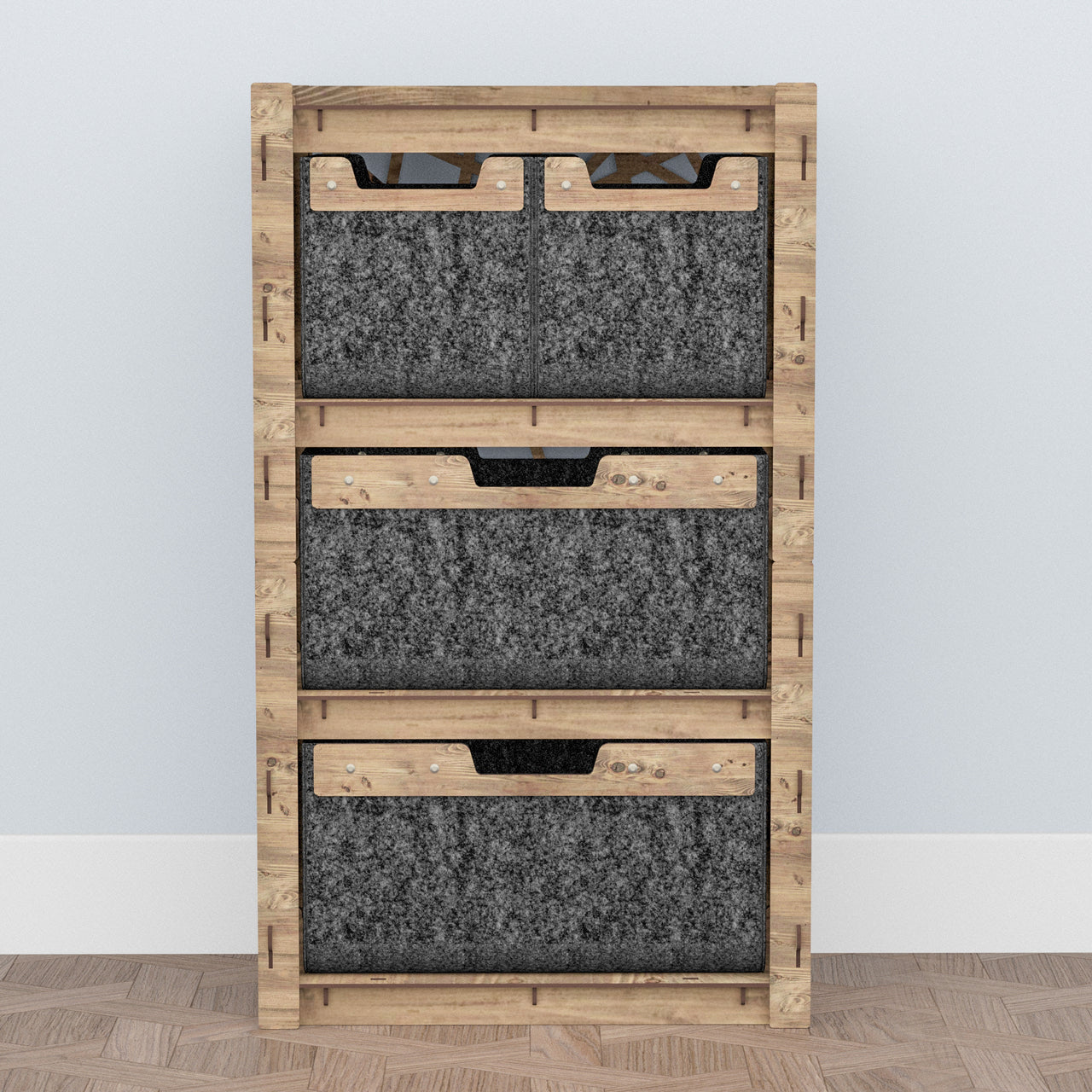 Crystals Chest Of 4 Drawers Storage Cabinet [2L 2S BLACK BINS]