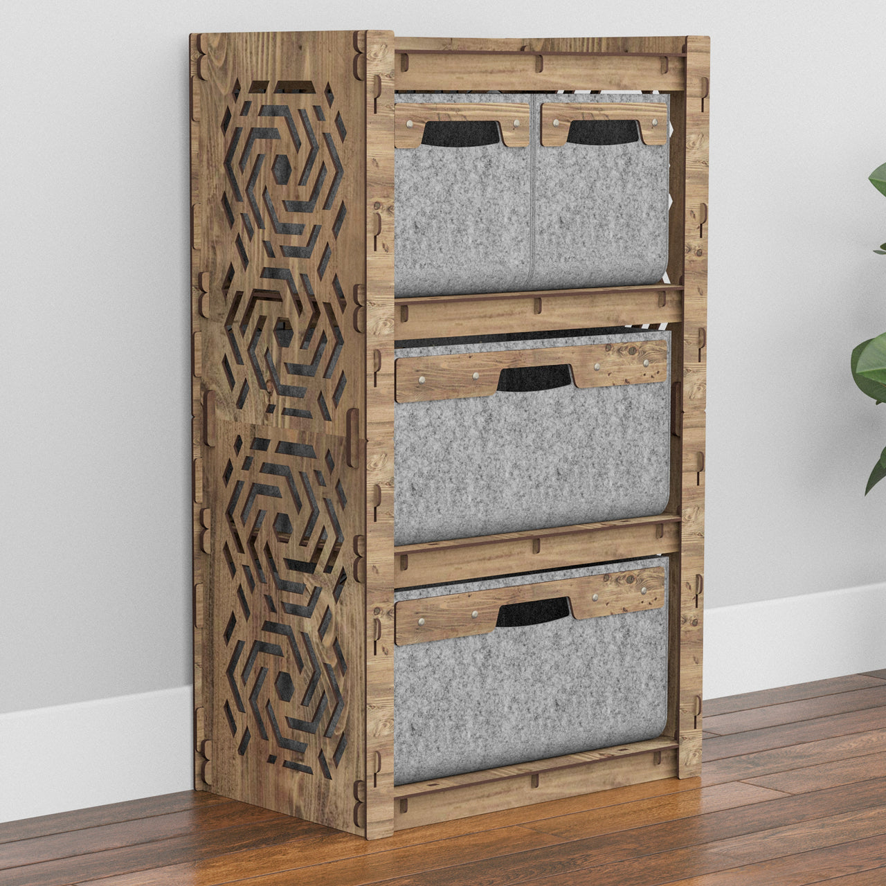 Solar Chest Of 4 Drawers Storage Cabinet [2L 2S GRAY BINS]