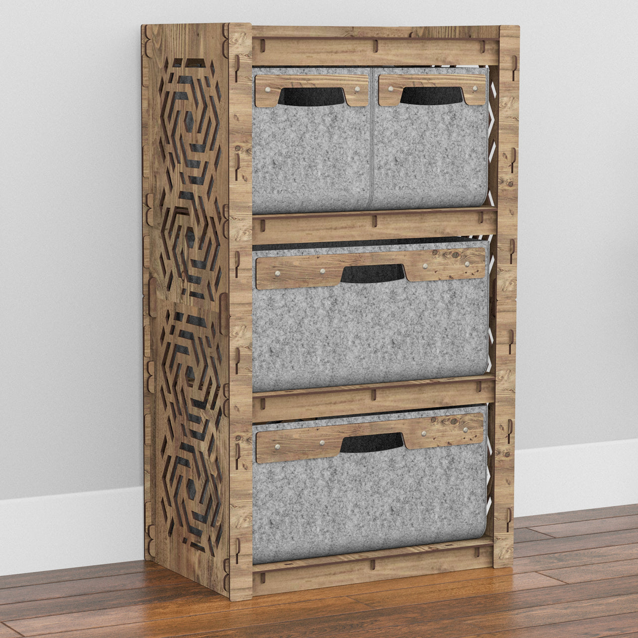 Solar Chest Of 4 Drawers Storage Cabinet [2L 2S GRAY BINS]