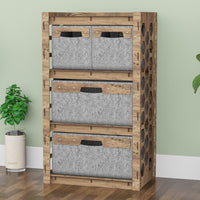 Thumbnail for Honeycomb Chest Of 4 Drawers Storage Cabinet [2S 2L GRAY BINS]