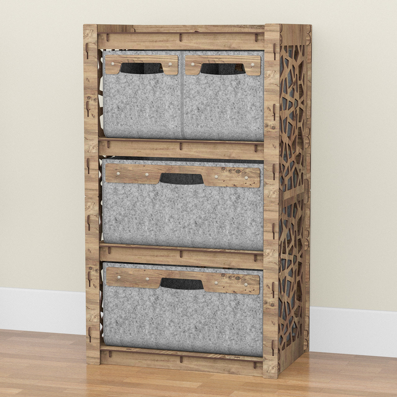 Stones Chest Of 4 Drawers Storage Cabinet [2L 2S GRAY BINS]