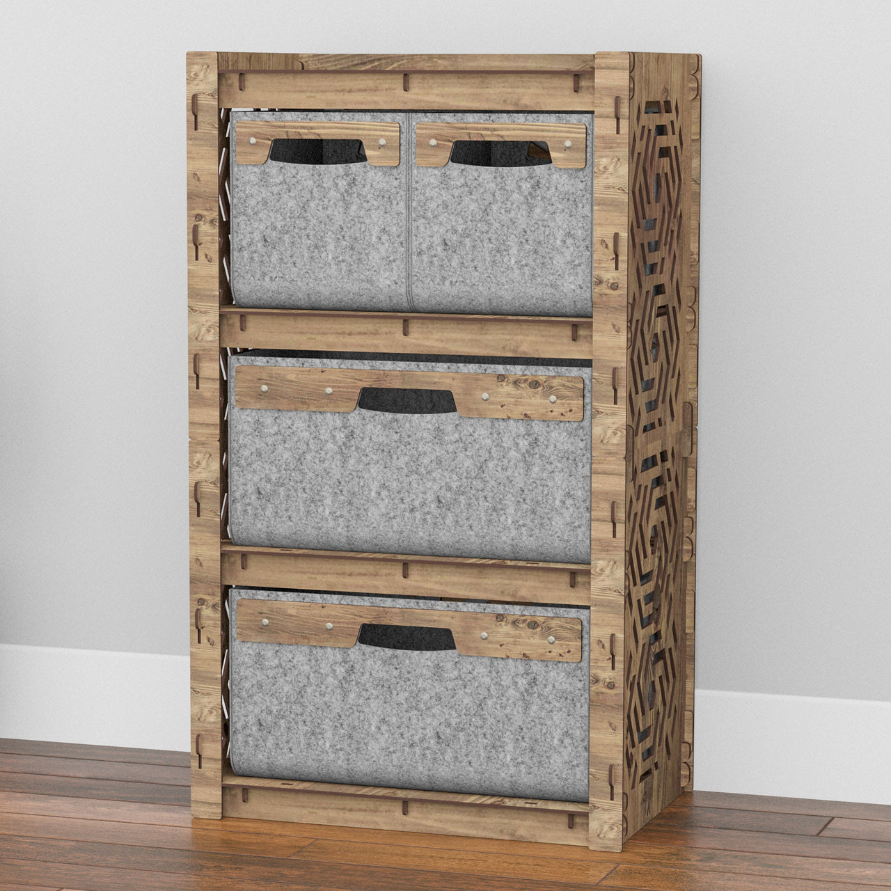 Solar Chest Of 4 Drawers Storage Cabinet [2L 2S GRAY BINS]