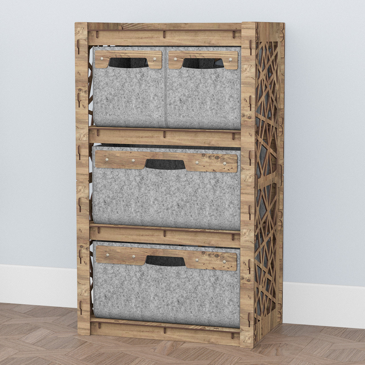 Crystals Chest Of 4 Drawers Storage Cabinet [2L 2S GRAY BINS]