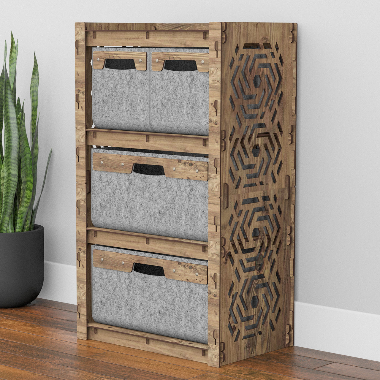 Solar Chest Of 4 Drawers Storage Cabinet [2L 2S GRAY BINS]