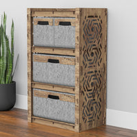 Thumbnail for Solar Chest Of 4 Drawers Storage Cabinet [2L 2S GRAY BINS]