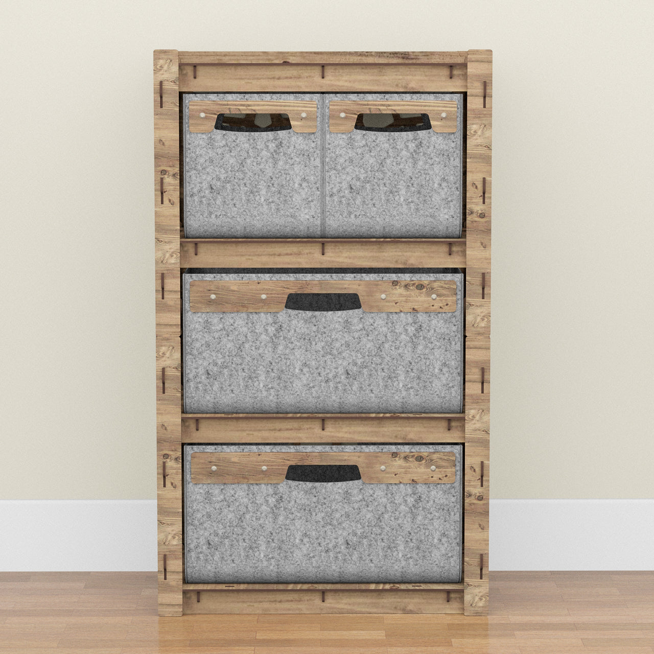 Stones Chest Of 4 Drawers Storage Cabinet [2L 2S GRAY BINS]