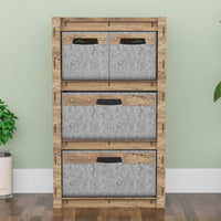 Thumbnail for Honeycomb Chest Of 4 Drawers Storage Cabinet [2S 2L GRAY BINS]