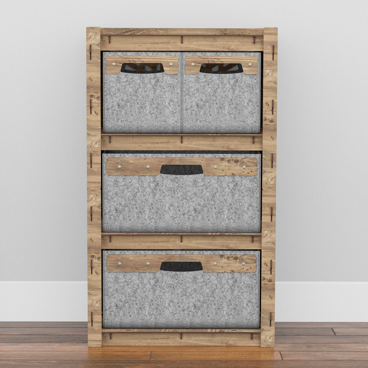 Solar Chest Of 4 Drawers Storage Cabinet [2L 2S GRAY BINS]