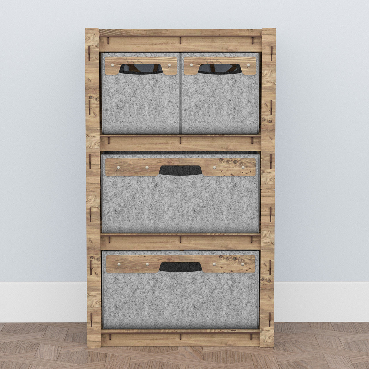 Crystals Chest Of 4 Drawers Storage Cabinet [2L 2S GRAY BINS]