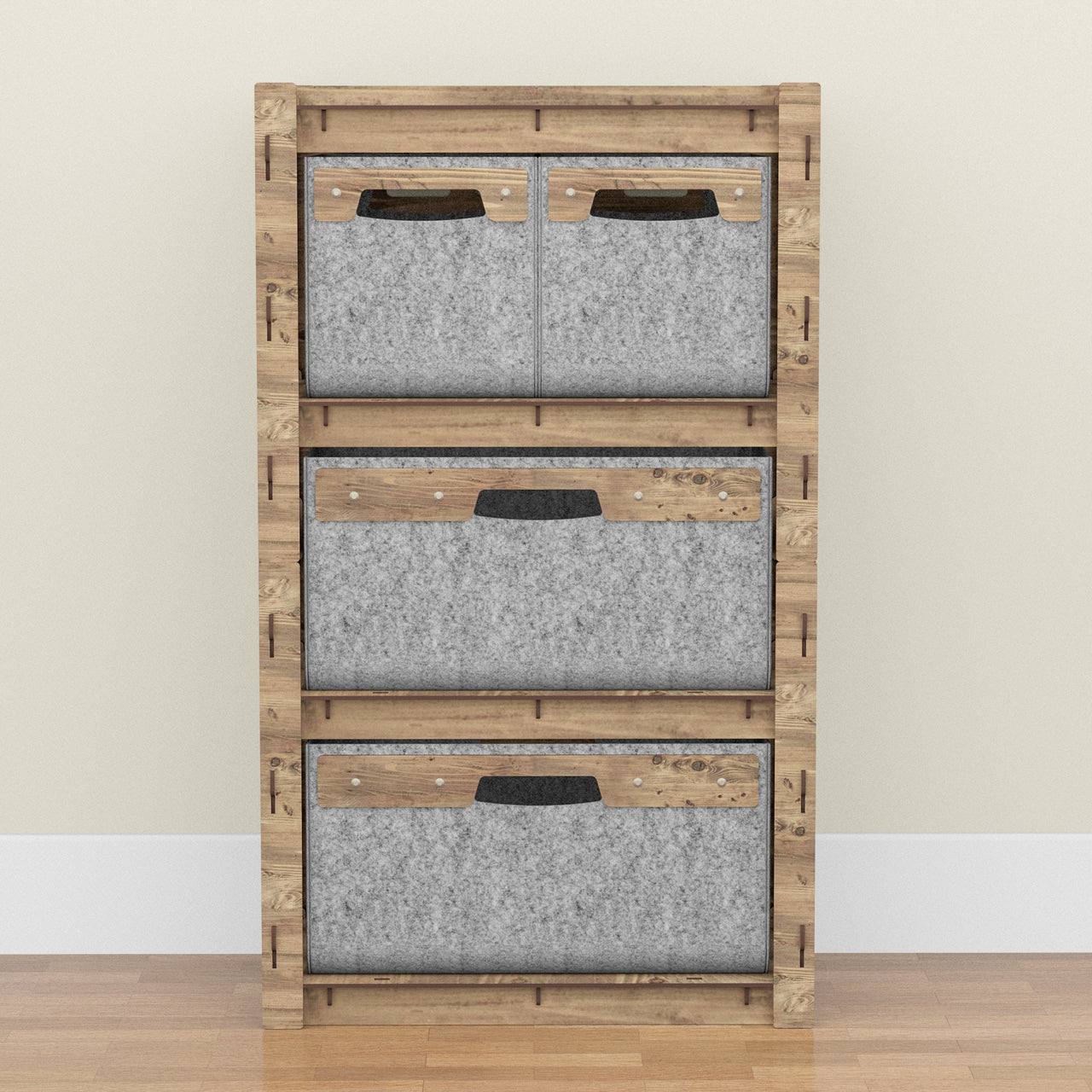 Brickwall Chest Of 4 Drawers Storage Cabinet [2L 2S GRAY BINS]