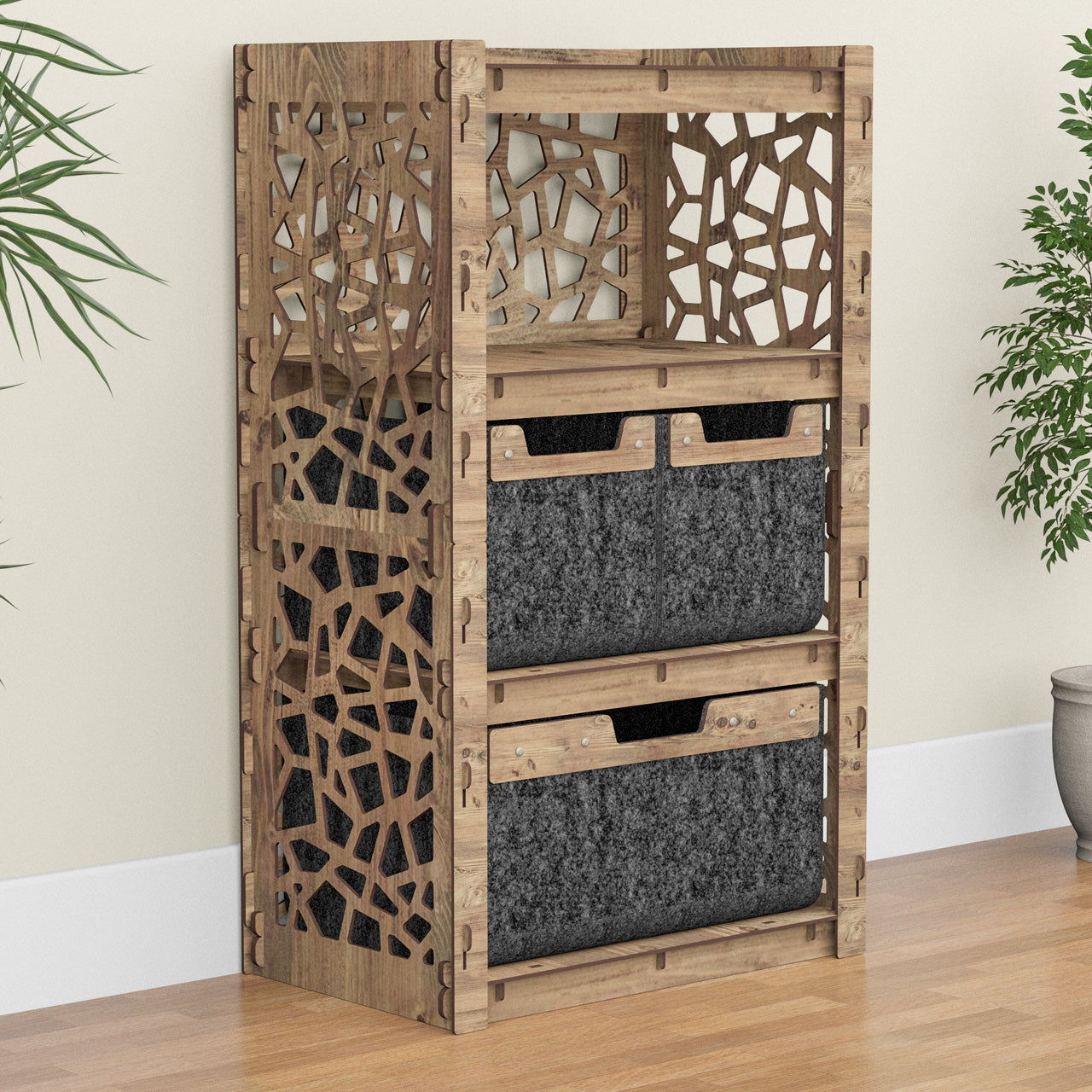 Stones Chest Of 3 Drawers Storage Cabinet [1L 2S BLACK BINS]