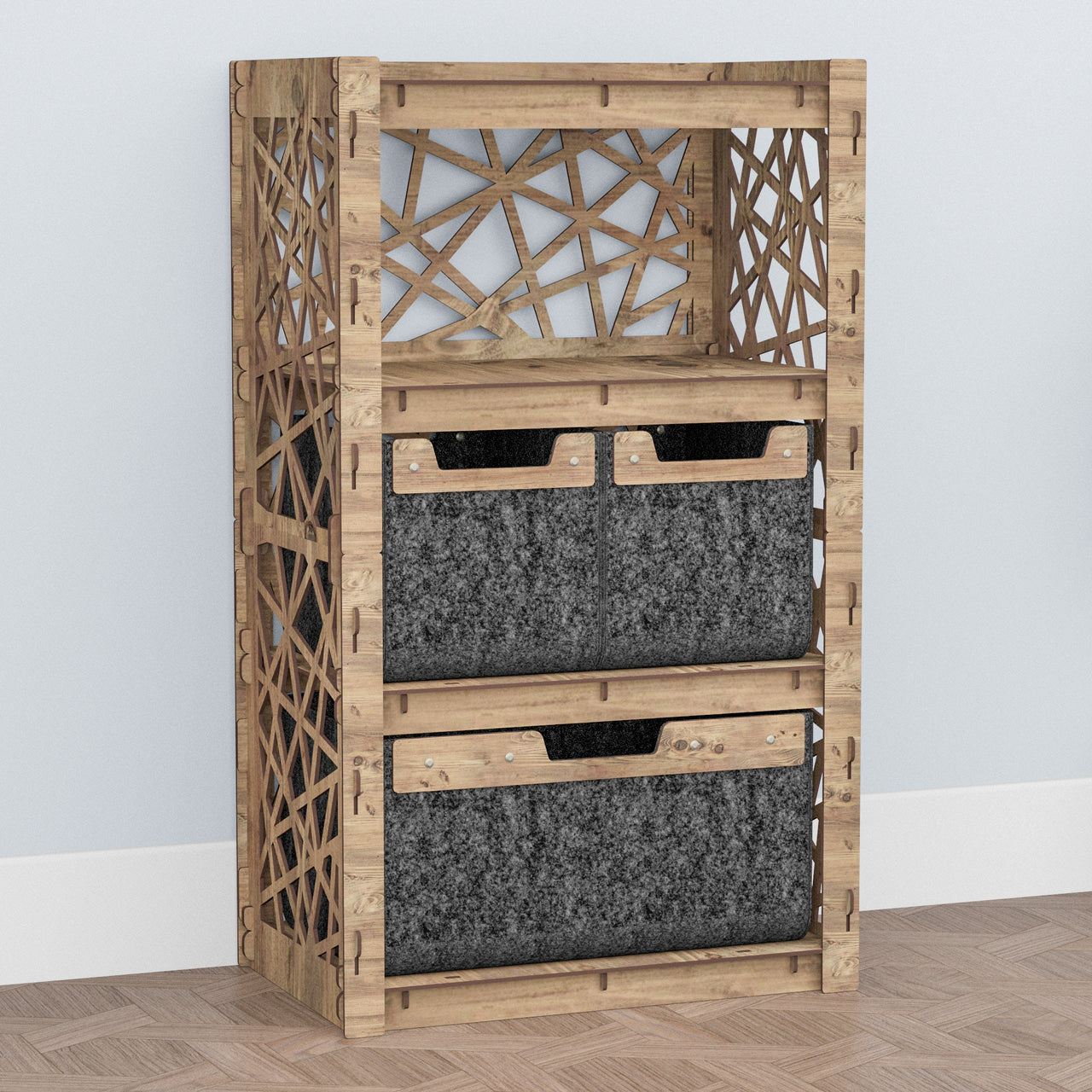 Crystals Chest Of 3 Drawers Storage Cabinet [1L 2S BLACK BINS]