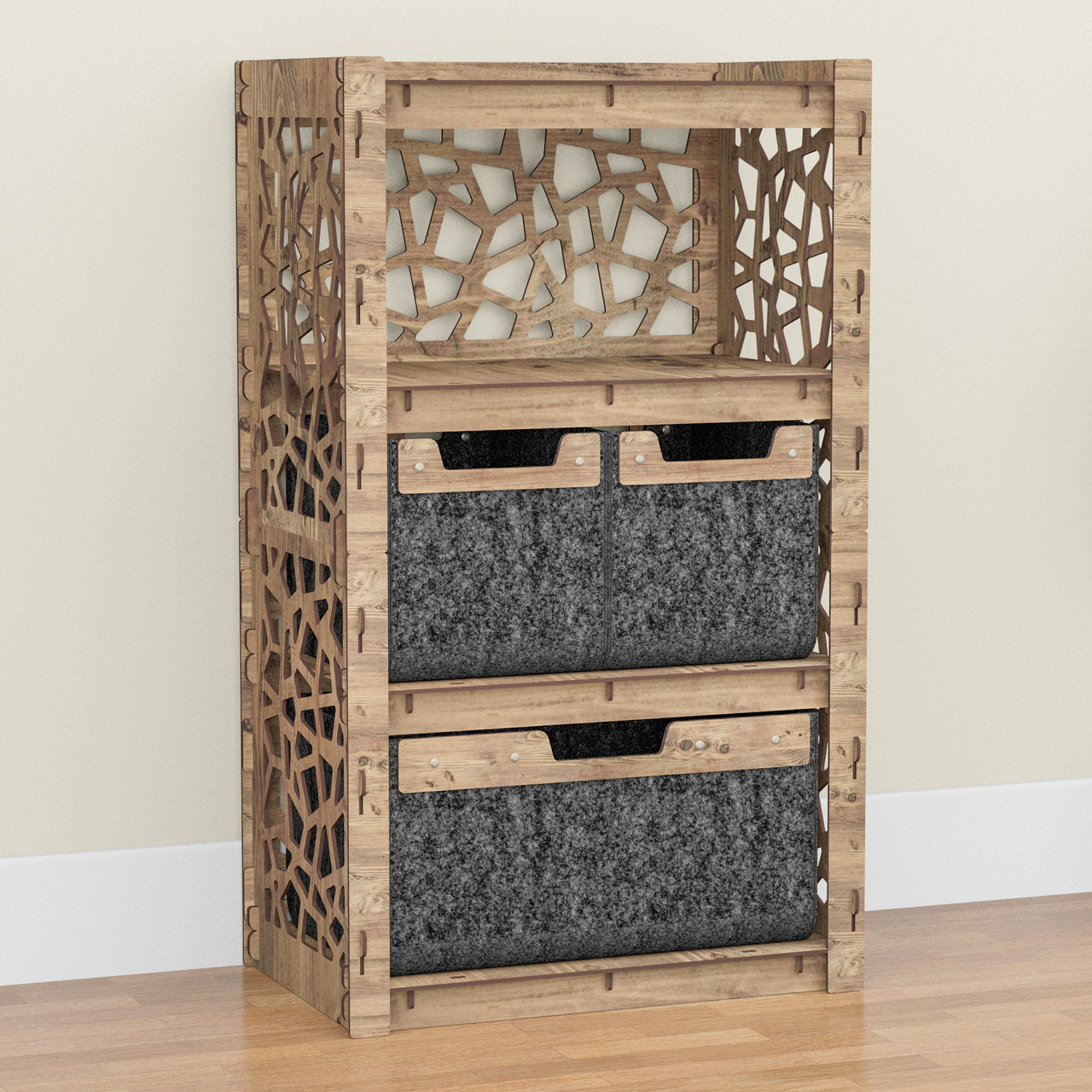 Stones Chest Of 3 Drawers Storage Cabinet [1L 2S BLACK BINS]