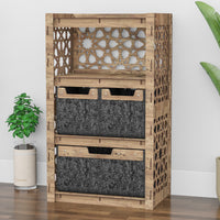 Thumbnail for Arabic Chest Of 3 Drawers Storage Cabinet [1L 2S BLACK BINS]