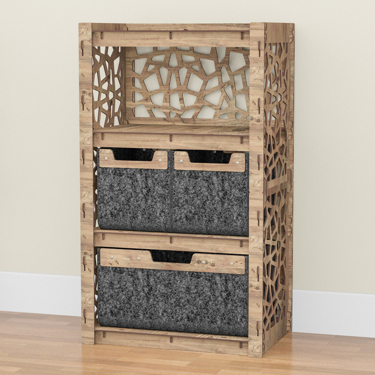 Stones Chest Of 3 Drawers Storage Cabinet [1L 2S BLACK BINS]