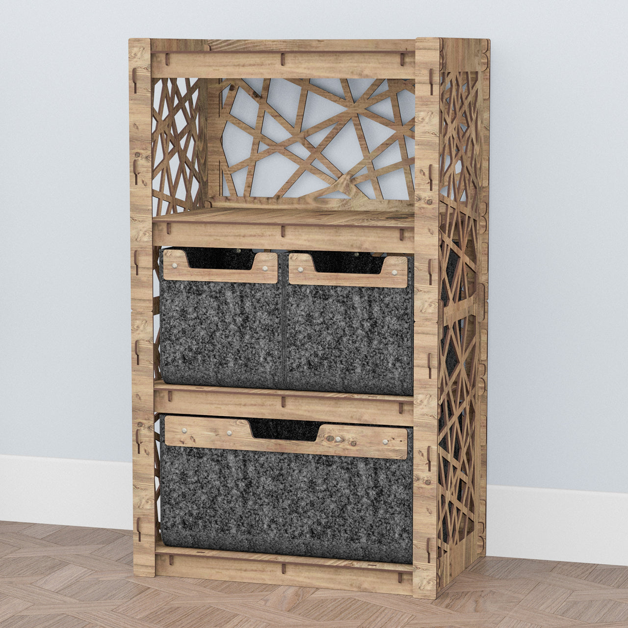 Crystals Chest Of 3 Drawers Storage Cabinet [1L 2S BLACK BINS]