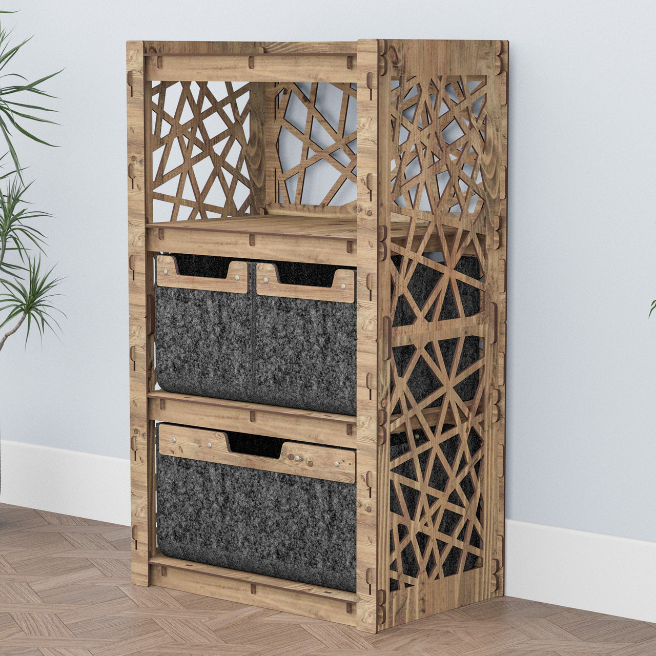 Crystals Chest Of 3 Drawers Storage Cabinet [1L 2S BLACK BINS]