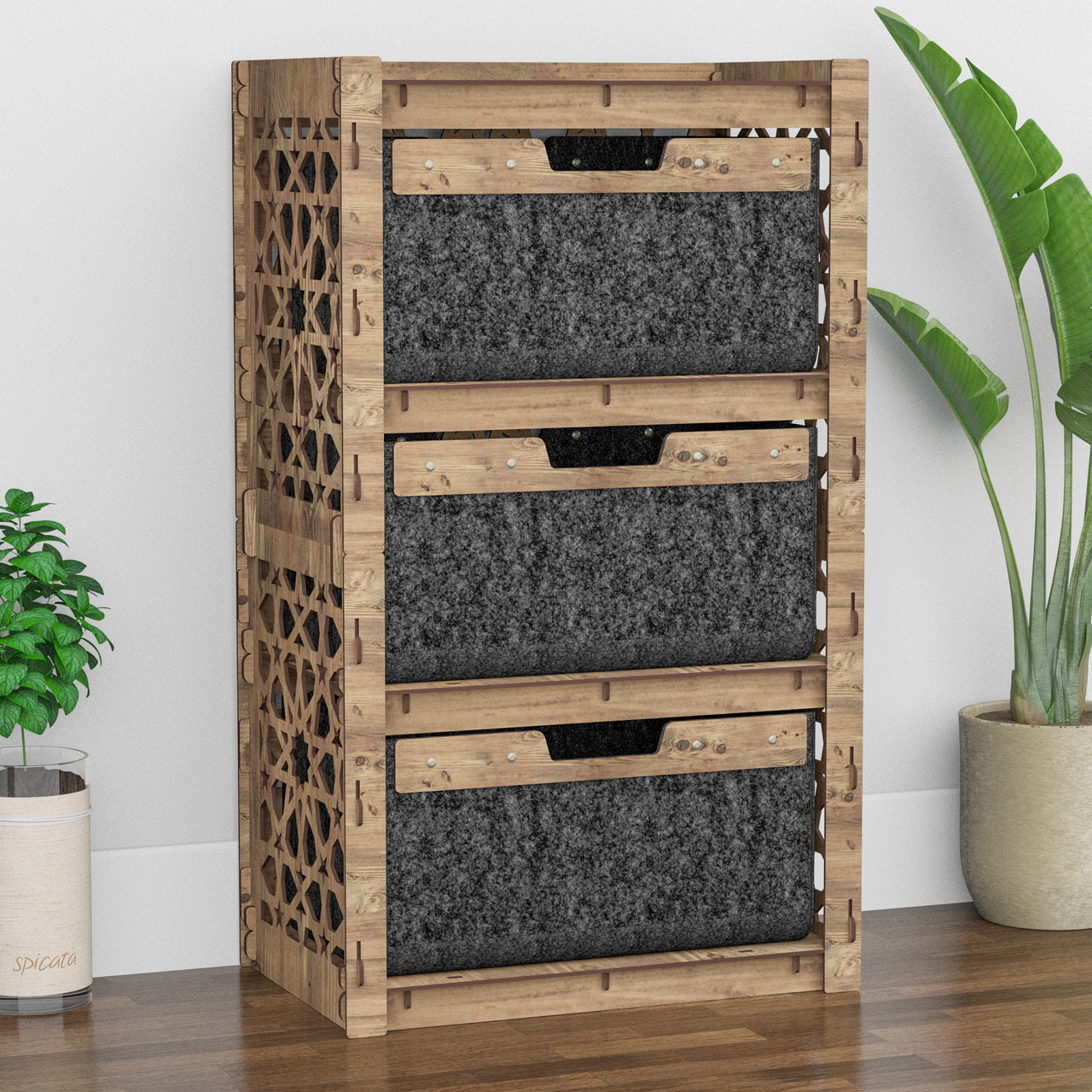 Arabic Chest Of 3 Drawers Storage Cabinet [3 LARGE BLACK BINS]