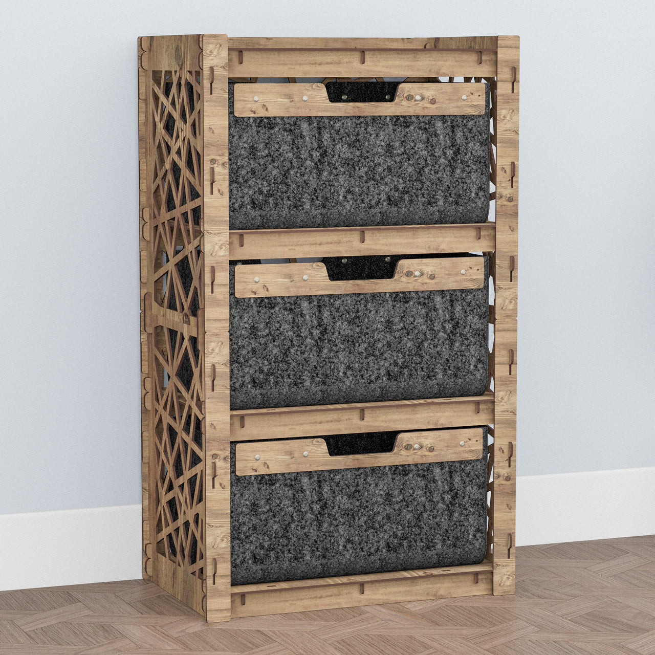 Crystals Chest Of 3 Drawers Storage Cabinet [3 LARGE BLACK BINS]