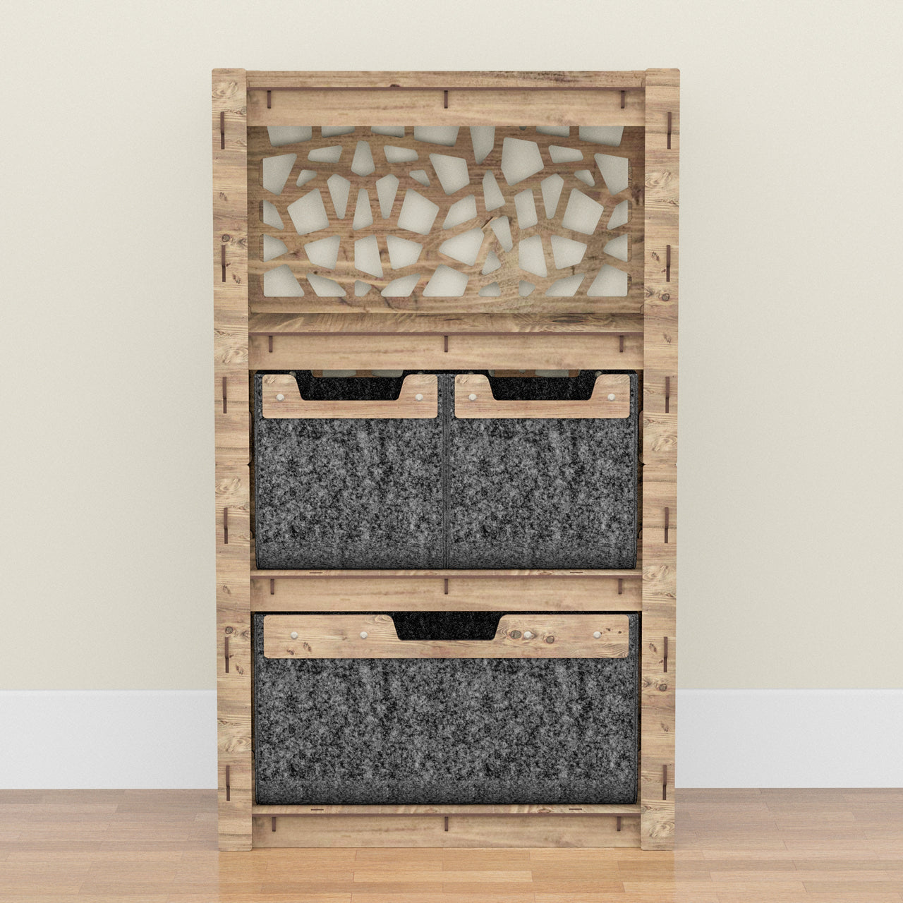 Stones Chest Of 3 Drawers Storage Cabinet [1L 2S BLACK BINS]