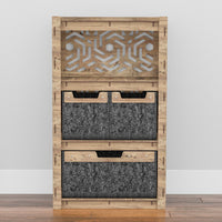 Thumbnail for Solar Chest Of 3 Drawers Storage Cabinet [1L 2S BLACK BINS]