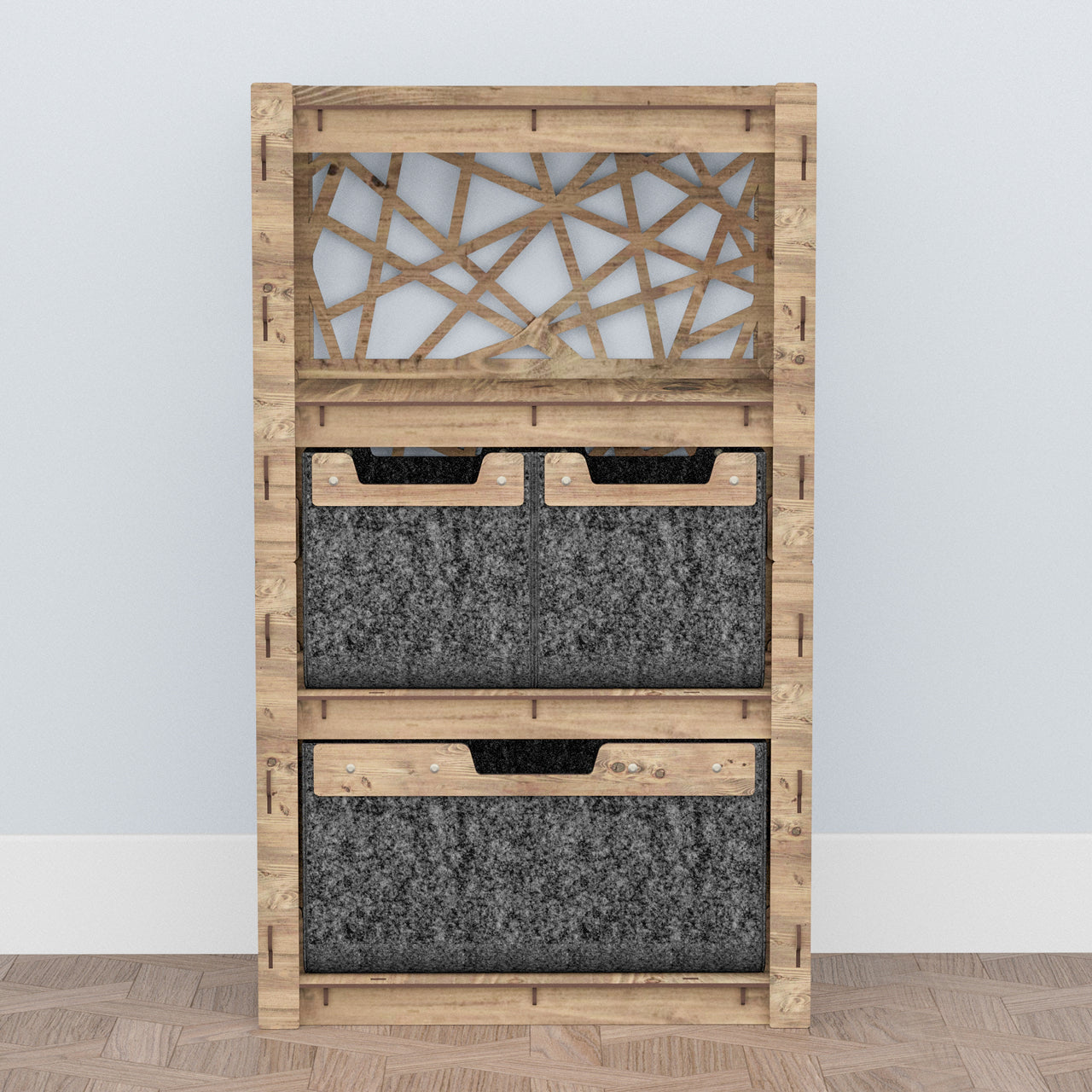 Crystals Chest Of 3 Drawers Storage Cabinet [1L 2S BLACK BINS]