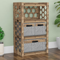 Thumbnail for Honeycomb Chest Of 3 Drawers Storage Cabinet [1L 2S GRAY BINS]