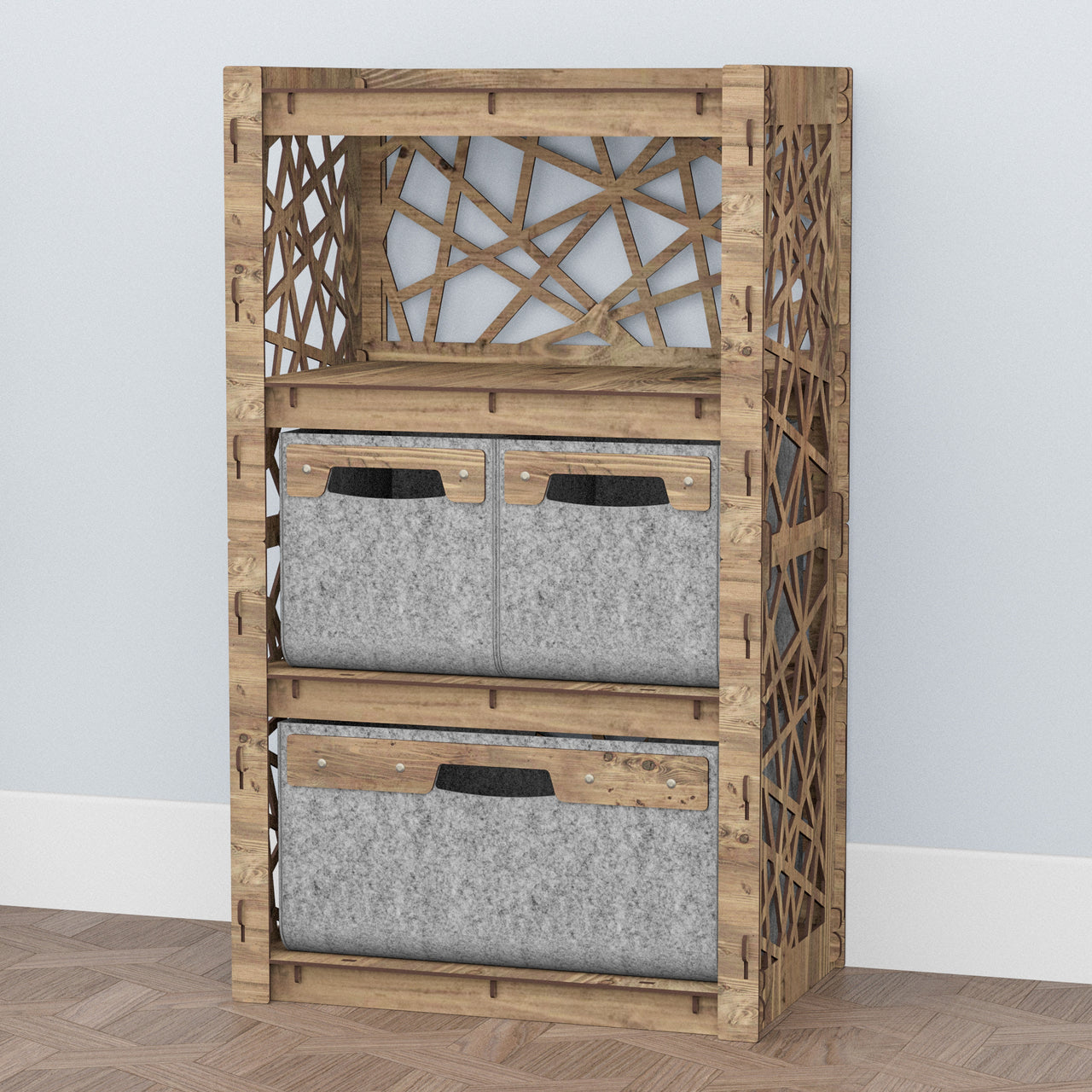 Crystals Chest Of 3 Drawers Storage Cabinet [1L 2S GRAY BINS]