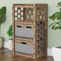 Thumbnail for Honeycomb Chest Of 3 Drawers Storage Cabinet [1L 2S GRAY BINS]