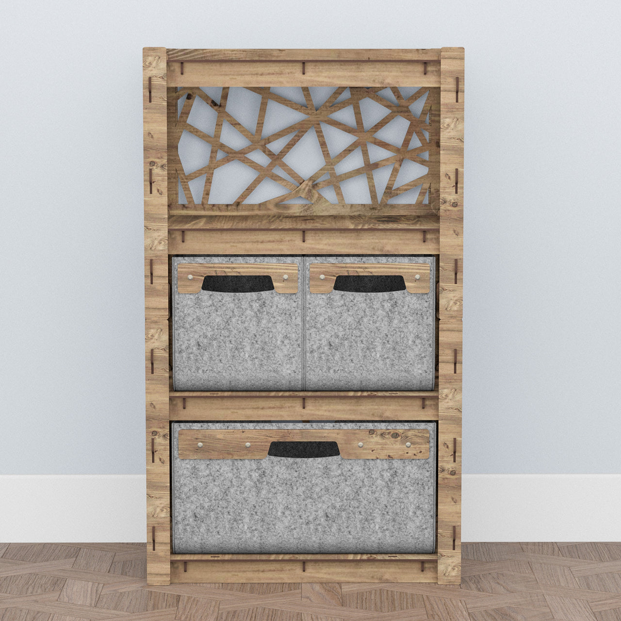 Crystals Chest Of 3 Drawers Storage Cabinet [1L 2S GRAY BINS]