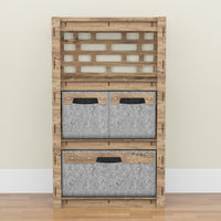 Thumbnail for Brickwall Chest Of 3 Drawers Storage Cabinet [1L 2S GRAY BINS]