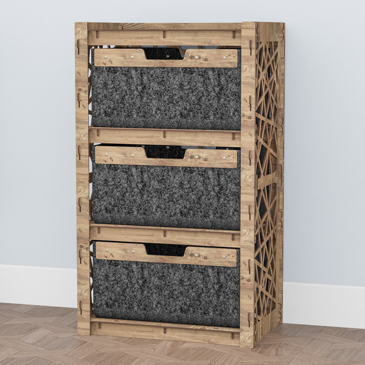 Crystals Chest Of 3 Drawers Storage Cabinet [3 LARGE BLACK BINS]