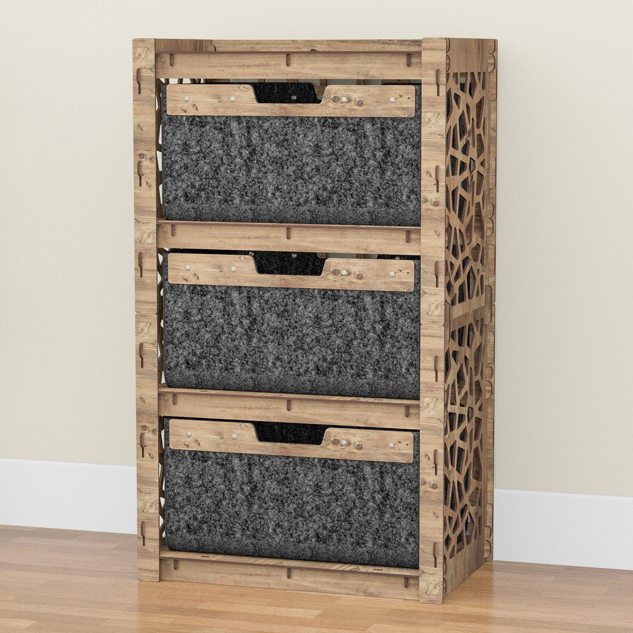 Stones Chest Of 3 Drawers Storage Cabinet [3 LARGE BLACK BINS]