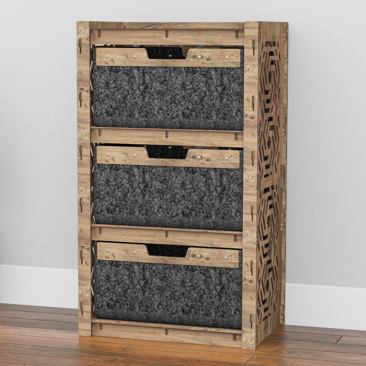 Solar Chest Of 3 Drawers Storage Cabinet [3 LARGE BLACK BINS]