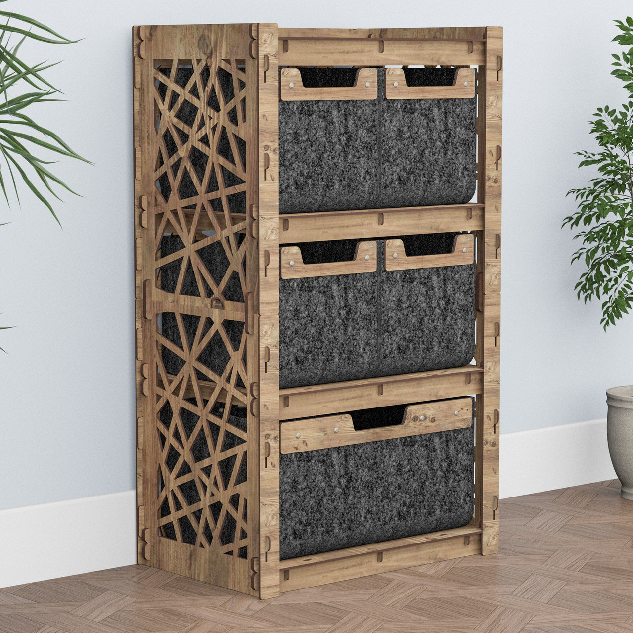 Crystals Chest Of 5 Drawers Storage Cabinet [1L 4S BLACK BINS]