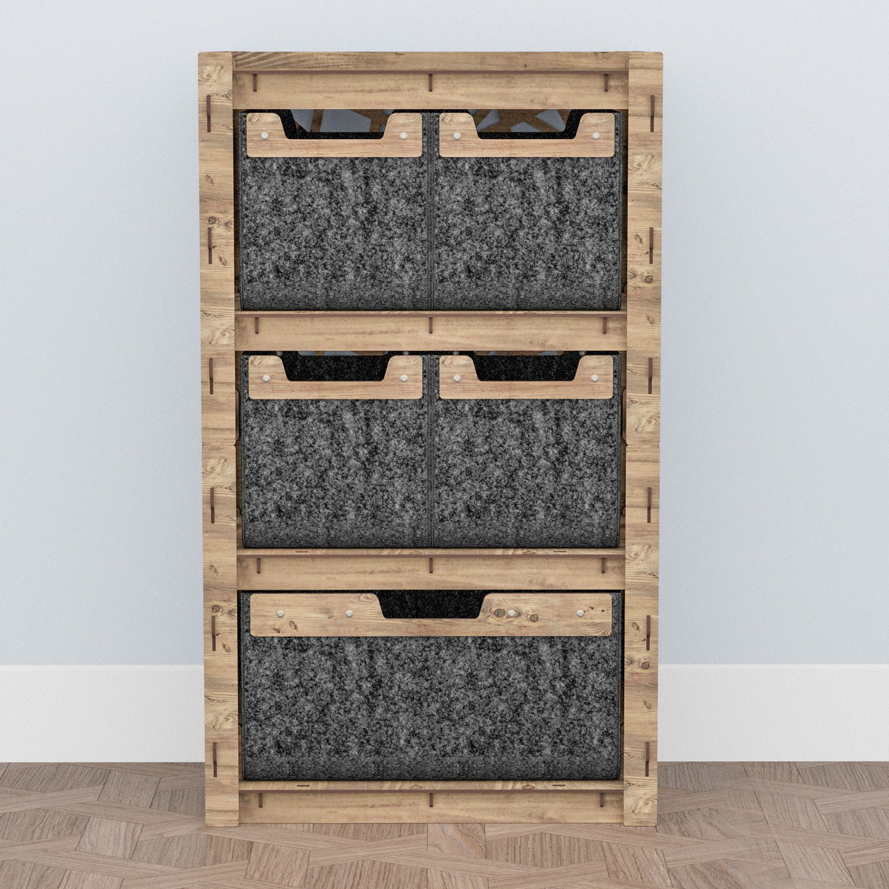 Crystals Chest Of 5 Drawers Storage Cabinet [1L 4S BLACK BINS]