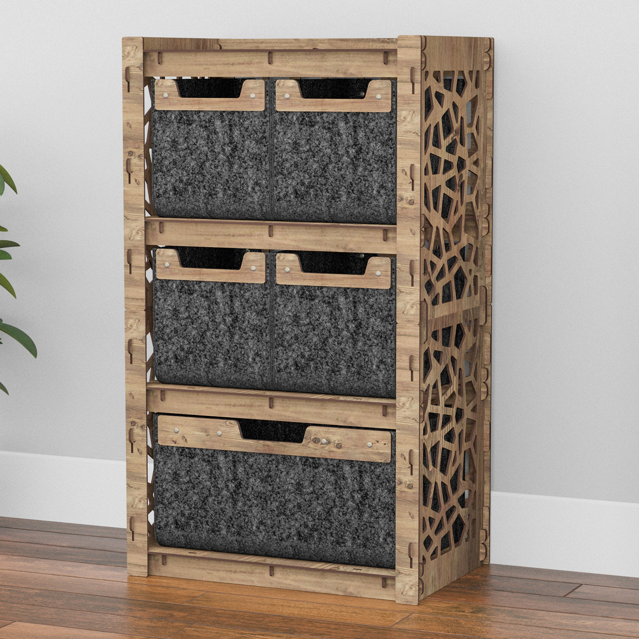 Stones Chest Of 5 Drawers Storage Cabinet [1L 4S BLACK BINS]