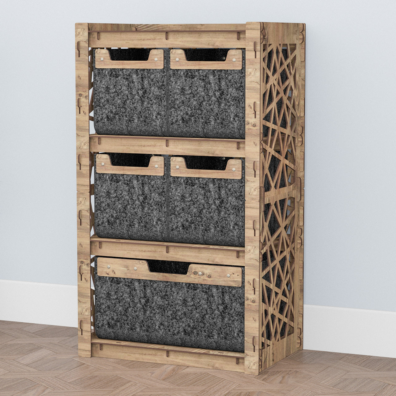 Crystals Chest Of 5 Drawers Storage Cabinet [1L 4S BLACK BINS]