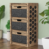 Thumbnail for Honeycomb Chest Of 3 Drawers Storage Cabinet [3 LARGE BLACK BINS]