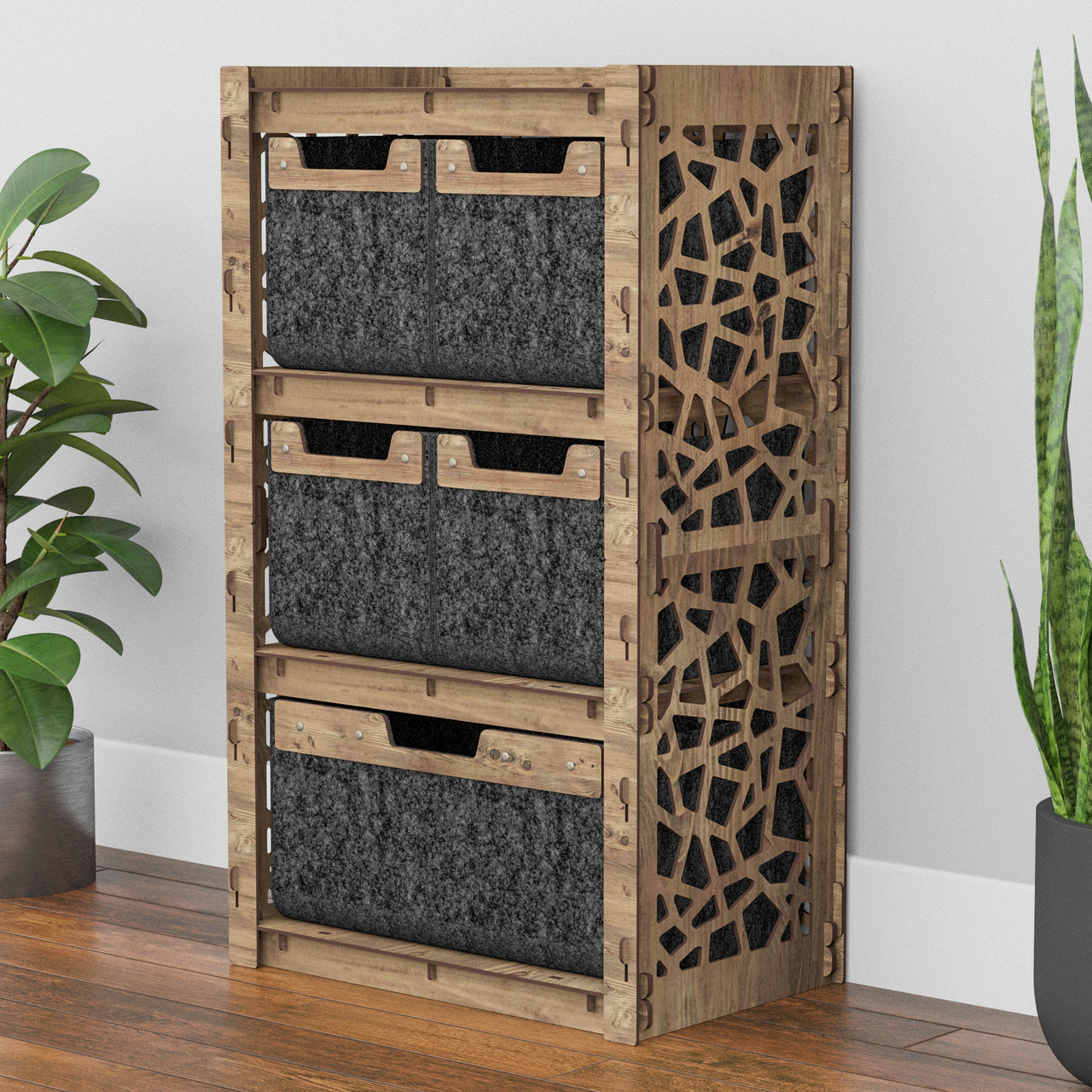 Stones Chest Of 5 Drawers Storage Cabinet [1L 4S BLACK BINS]