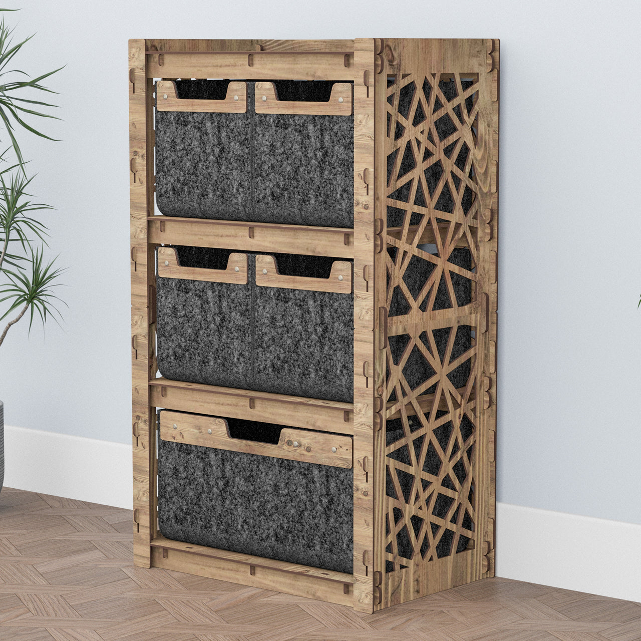 Crystals Chest Of 5 Drawers Storage Cabinet [1L 4S BLACK BINS]