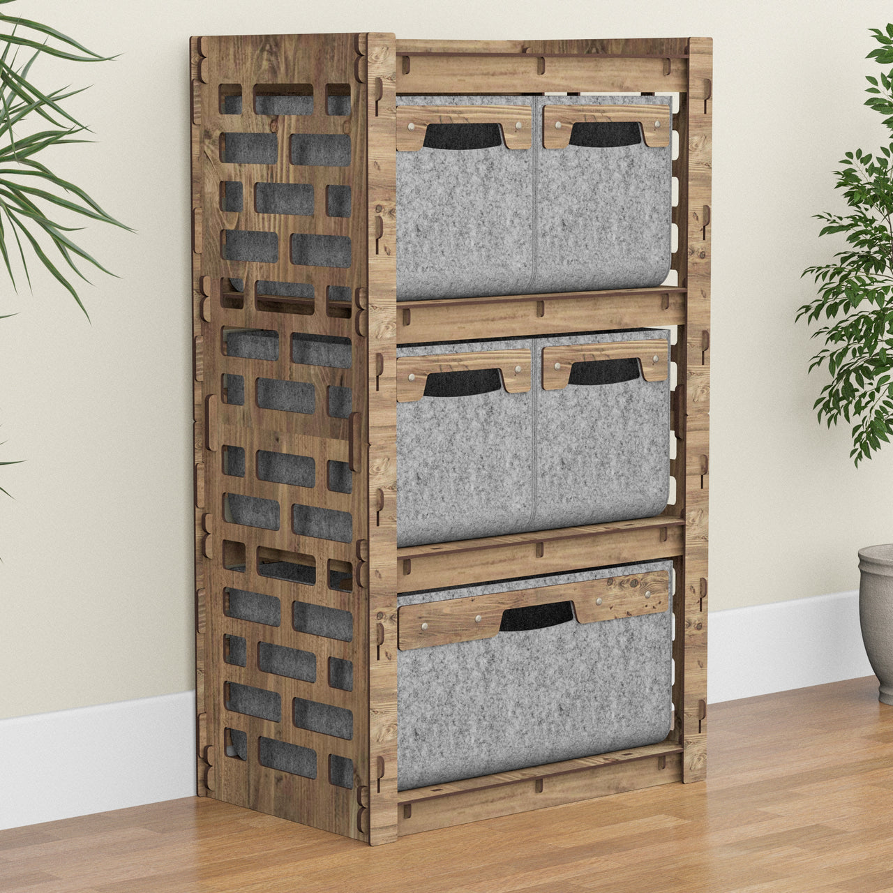 Brickwall Chest Of 5 Drawers Storage Cabinet [1L 4S GRAY BINS]
