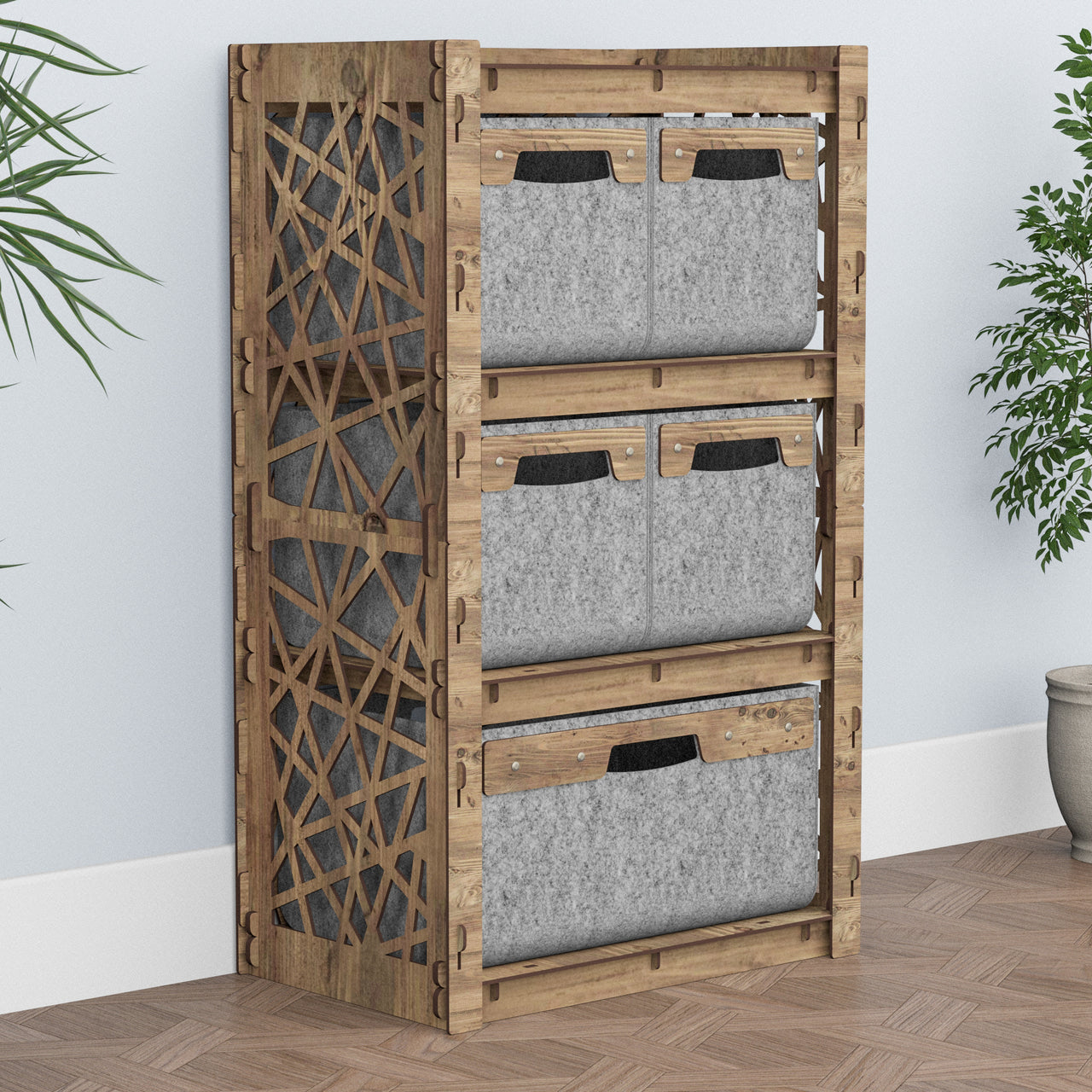 Crystals Chest Of 5 Drawers Storage Cabinet [1L 4S GRAY BINS]