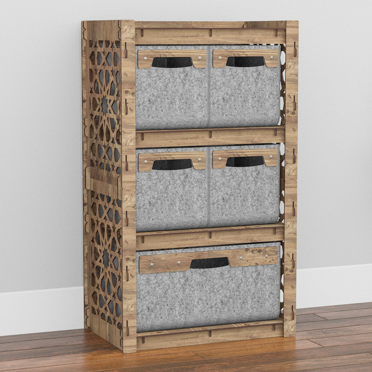 Arabic Chest Of 5 Drawers Storage Cabinet [1L 4S GRAY BINS]