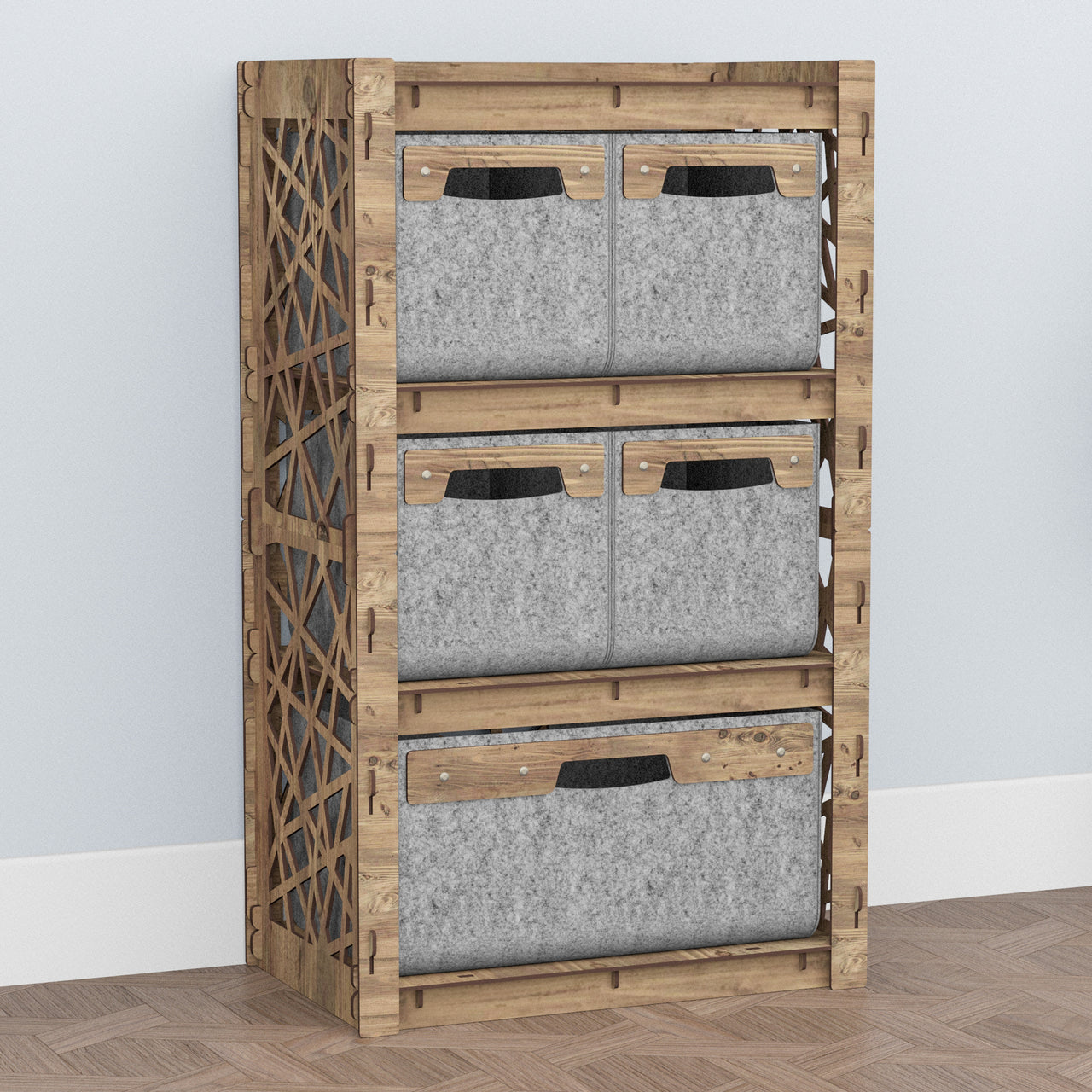 Crystals Chest Of 5 Drawers Storage Cabinet [1L 4S GRAY BINS]