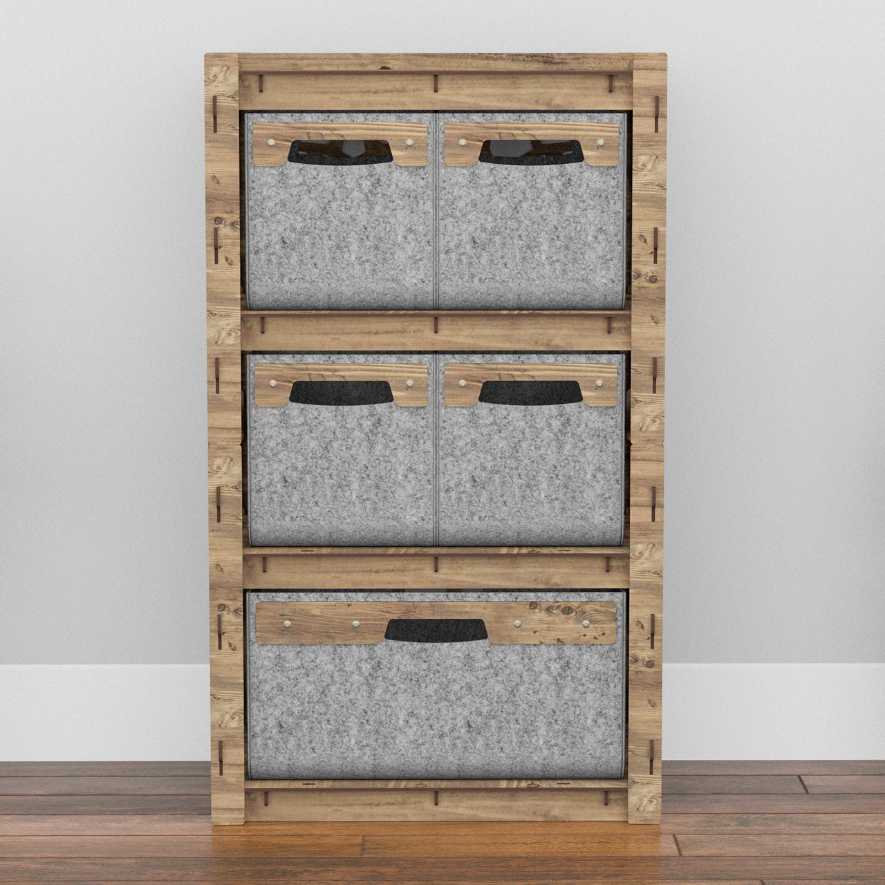 Stones Chest Of 5 Drawers Storage Cabinet [1L 4S GRAY BINS]