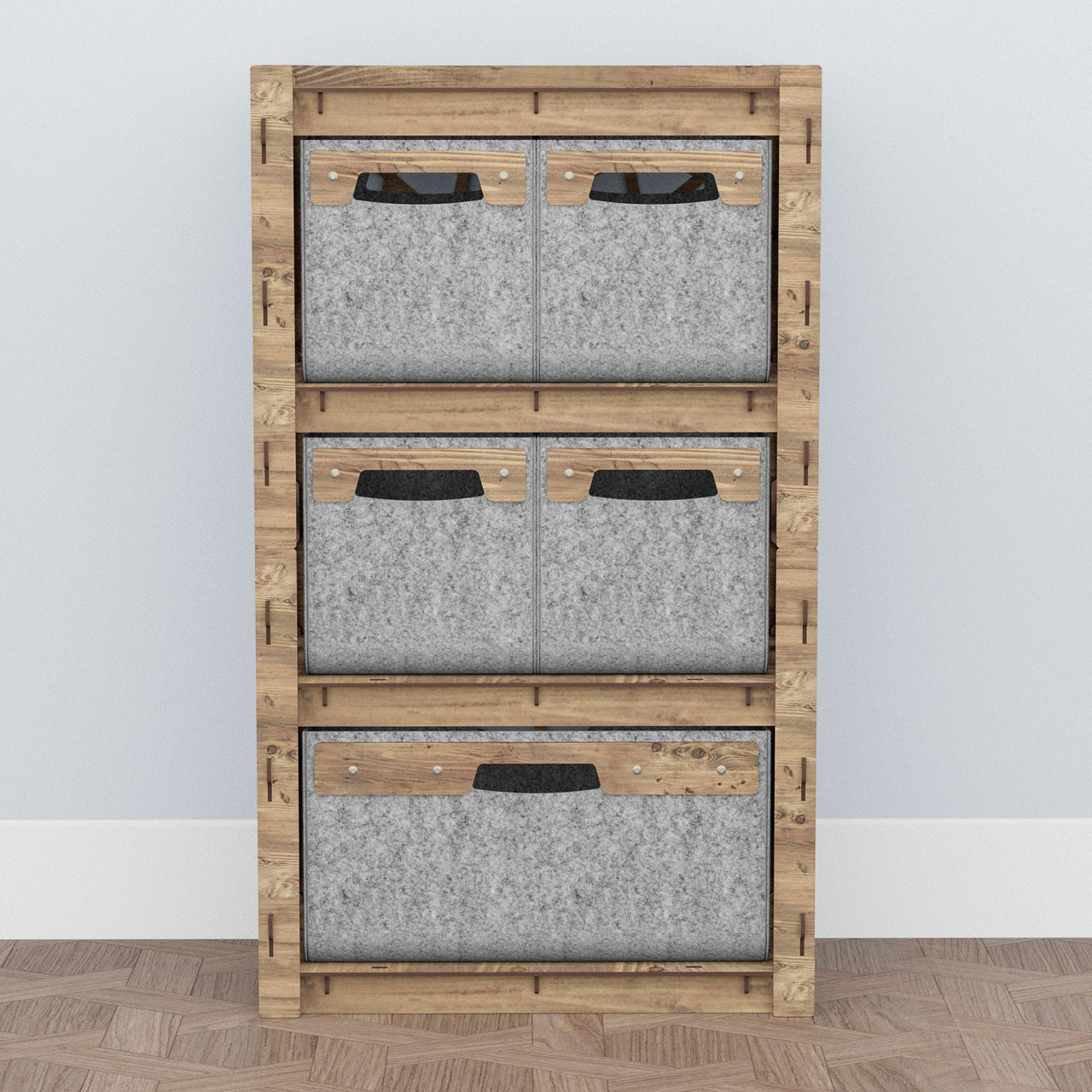 Crystals Chest Of 5 Drawers Storage Cabinet [1L 4S GRAY BINS]