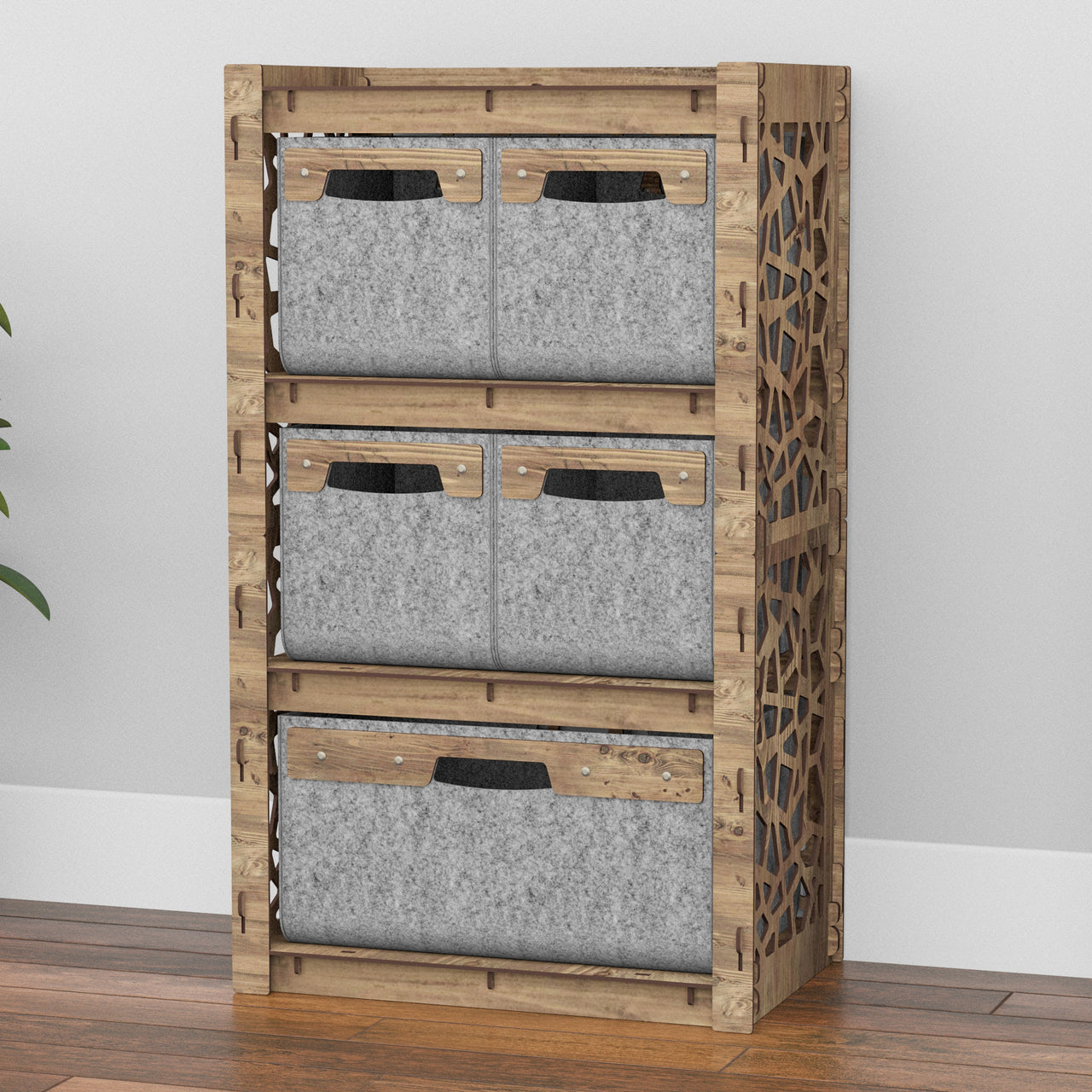 Stones Chest Of 5 Drawers Storage Cabinet [1L 4S GRAY BINS]