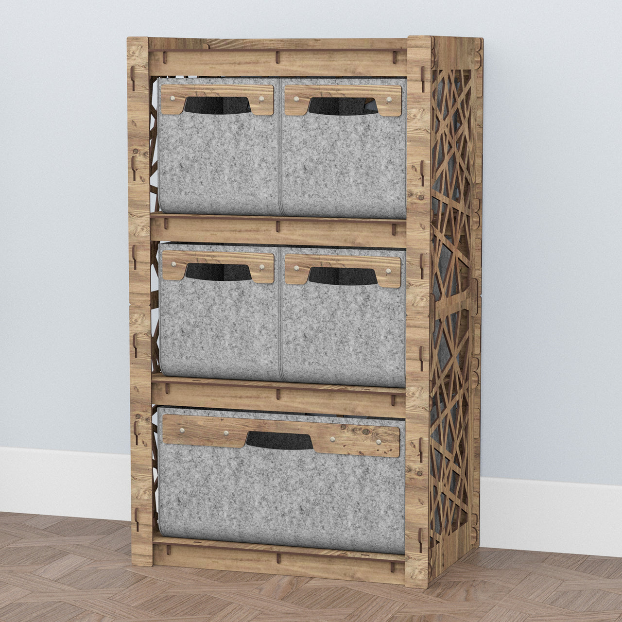 Crystals Chest Of 5 Drawers Storage Cabinet [1L 4S GRAY BINS]