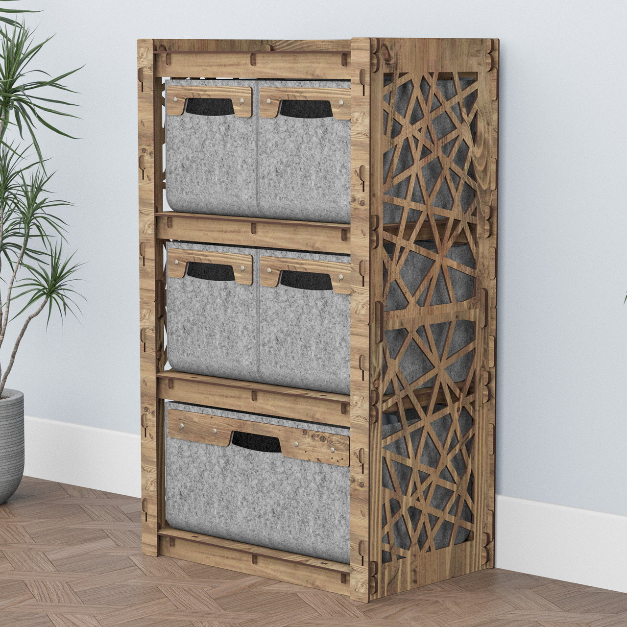 Crystals Chest Of 5 Drawers Storage Cabinet [1L 4S GRAY BINS]